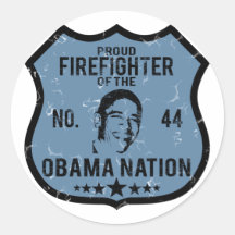 Firefighter Obama Nation Round Stickers