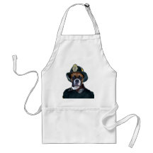 Fireman boxer dog apron