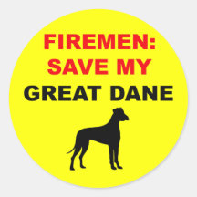 Fireman Save My Great Dane Round Stickers