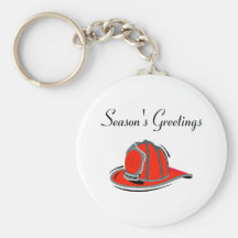 Fireman Seasons Greetings Keychain