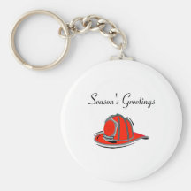 Fireman Seasons Greetings Keychains