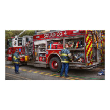 Firemen - The modern fire truck Personalised Photo Card