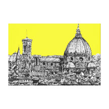 Firenze in canary yellow stretched canvas print