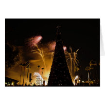 Fireworks Christmas Tree Greeting Cards