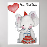 First Birthday Elephant Poster