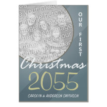 First Christmas Together Modern Blue Greeting Cards