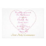 First CommunionPink Rosary Beads Heart Invitation