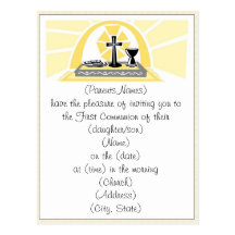 First Holy Communion Invitation Postcards