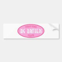 First Time Big Brothers Club (Pink) Bumper Stickers