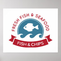 Fish And Chips Seafood Logo Print