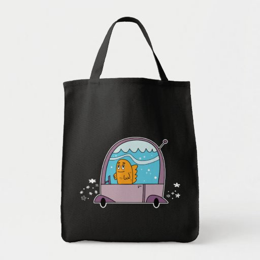 Fish Driving a Car - Grocery Tote Canvas Bags