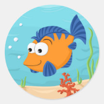 Fish for kids round stickers