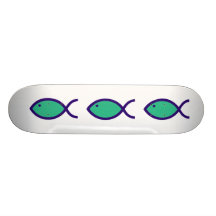 Fish Symbol - Green with Dark blue Skateboard Decks