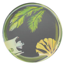 Fish Tail, Seashell, and Seaweed Black Party Plates