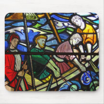 Fisherman Stained Glass Window Mousepad