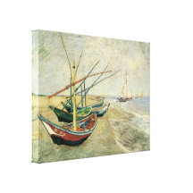 Fishing Boats on the Beach by Vincent van Gogh Stretched Canvas Print