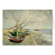 Fishing Boats on the Beach by Vincent van Gogh Card