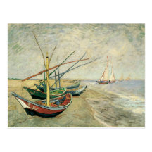 Fishing Boats on the Beach by Vincent van Gogh Postcard