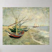 Fishing Boats on the Beach by Vincent van Gogh Posters