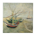 Fishing Boats on the Beach by Vincent van Gogh Ceramic Tile