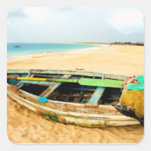 Fishing Dory on the Beach Stickers