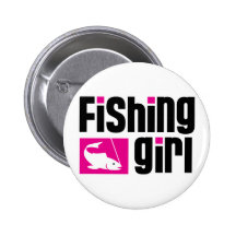 Fishing Girl Pinback Buttons