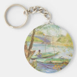 Fishing in Spring, van Gogh, Vintage Impressionism Keychain