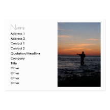 fishing man sunset. chubby card business cards