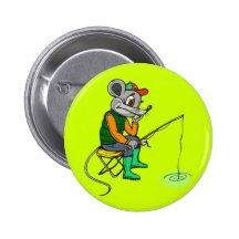 Fishing Mouse Pinback Buttons