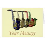 Five Colourful Saxophones Greetings Card