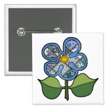 Five petal flower with solid outlinepattern petals buttons