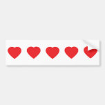 five red hearts bumper stickers