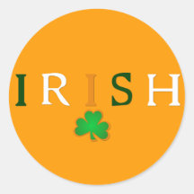 Flag Coloured Irish with Shamrock Design Stickers