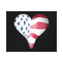 Flag Heart Stretched Canvas Print