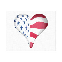 Flag Heart Stretched Canvas Prints
