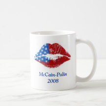 Flag Lipstick Kiss, McCain -Palin 2008 Coffee Mugs