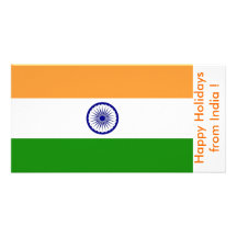 Flag of China, Happy Holidays from India Photo Card Template