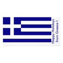 Flag of Greece, Happy Holidays from Greece Customized Photo Card