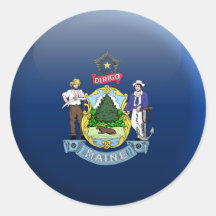 Flag of Maine Round Stickers