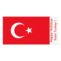 Flag of Turkey, Happy Holidays from Turkey Personalised Photo Card