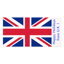 Flag of U.K., Happy Holidays from U.K. Personalized Photo Card