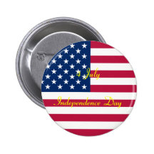 FLAG_USA, 4 July Independence Day Pinback Button