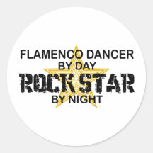 Flamenco Dancer Rock Star by Night Round Sticker