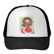 "Flamenco Dancer with Fan" Mesh Hat