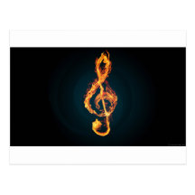 flames musis note postcard