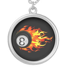 Flaming 8 Ball Custom Necklace