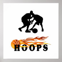 Flaming Basketball Hoops Posters