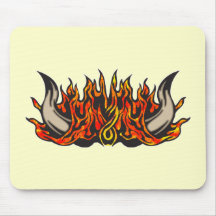 Flaming Bull Horns Mousepads