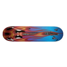 Flaming Guitar Skateboard