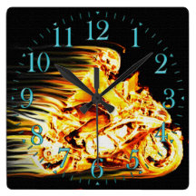Flaming Motorbike Rider Fantasy Wall Clock